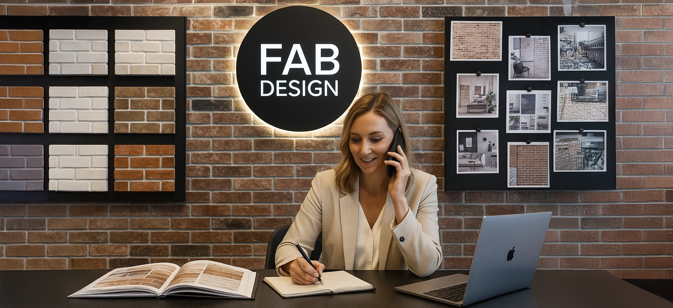 Pracownik FAB Design udzielający porad przez telefon